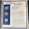 Image 2 : JFK CREATES THE PRESIDENTIAL MEDAL OF FREEDOM 2002  X2  50 CENT PIECES AND STAMP  COMPLETE WITH INFO