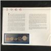 Image 2 : USA 1966 COIN AND STAMP SET COMPLETE WITH INFO CARD