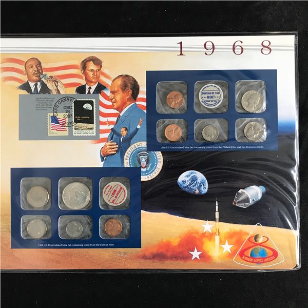 USA 1968  COIN AND STAMP SET COMPLETE WITH INFO CARD