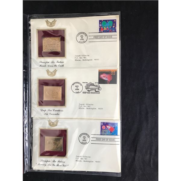 LOT OF 3 USA  FIRST DAY COVERS WITH 23KT GOLD STAMPS