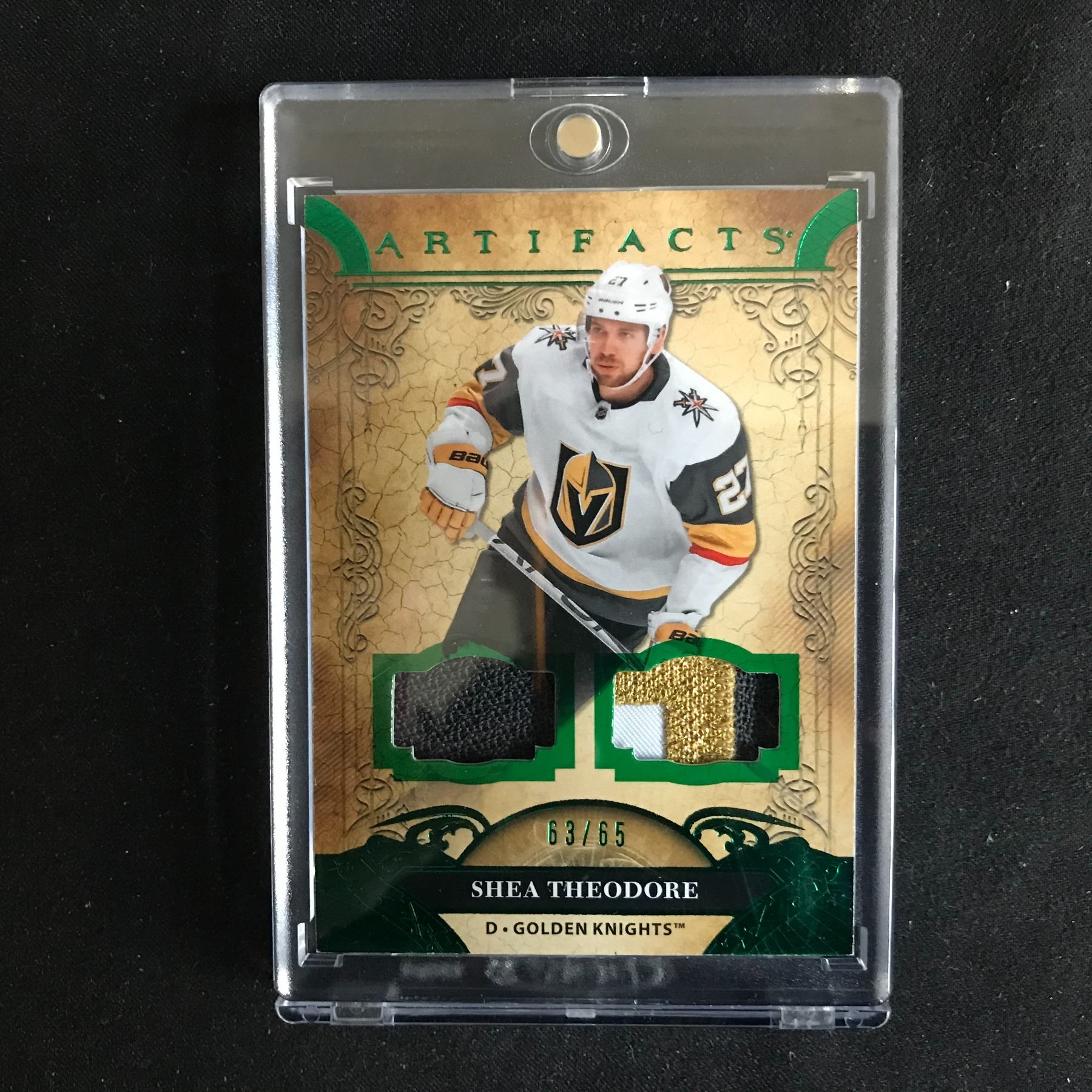 Relic Patch 2020-21 ARTIFACTS SHEA THEODORE DUAL RELIC PATCH EMERALD /65