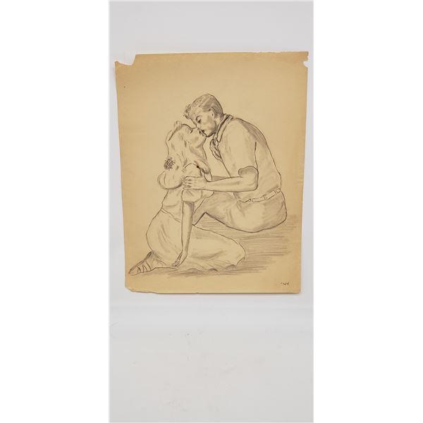 PENCIL ON PAPER 1944 UNKNOWN ARTIST