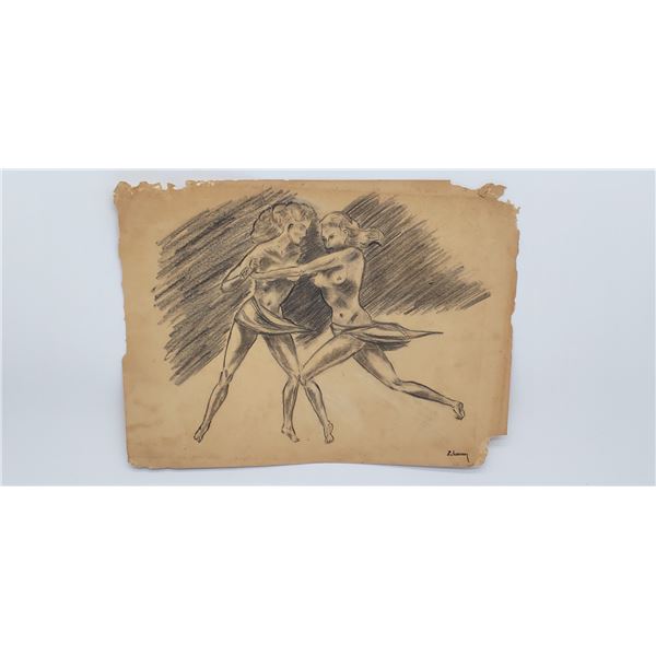 1930'S DRAWING ON PAPER UNKNOWN ARTIST SIGNED