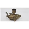 Image 2 : ANTIQUE CHINESE BRASS FISH CANDLE HOLDER