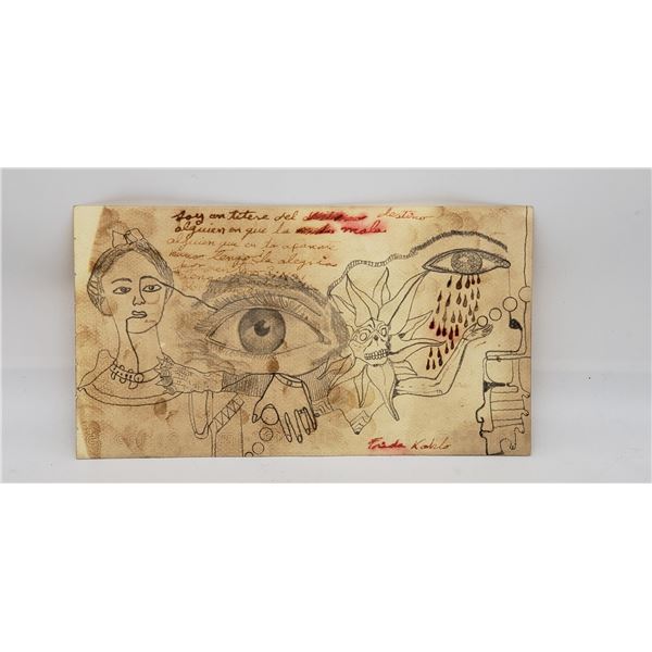 FRIDA KAHLO ORIGINAL DIARY SKETCH SIGNED