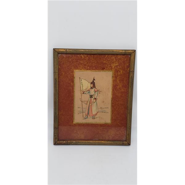 ANTIQUE SAMURAI WATERCOLOR ON PAPER