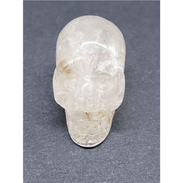 ANTIQUE HAND CARVED WHITE QUARTZ SKULL