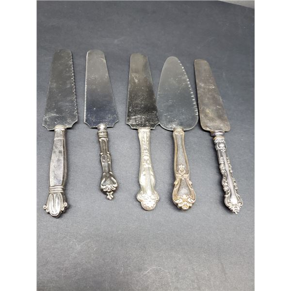 5 ELEGANT STERLING SILVER CAKE/PIE SERVERS