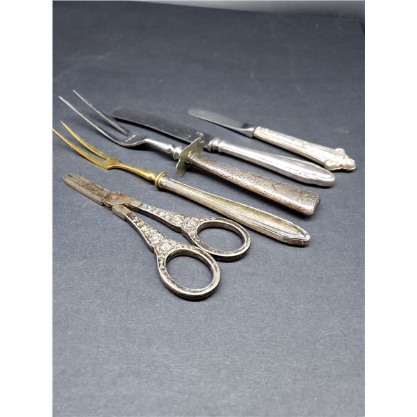 6 ANTIQUE STERLING SILVER SERVING PIECES
