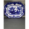 Image 2 : FLOW BLUE PLATTER OREGON CHINESE PORCELAIN LONGPORT