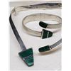 Image 3 : STERLING SILVER 925 MEXICO GREEN MALACHITE NECKLACE AND