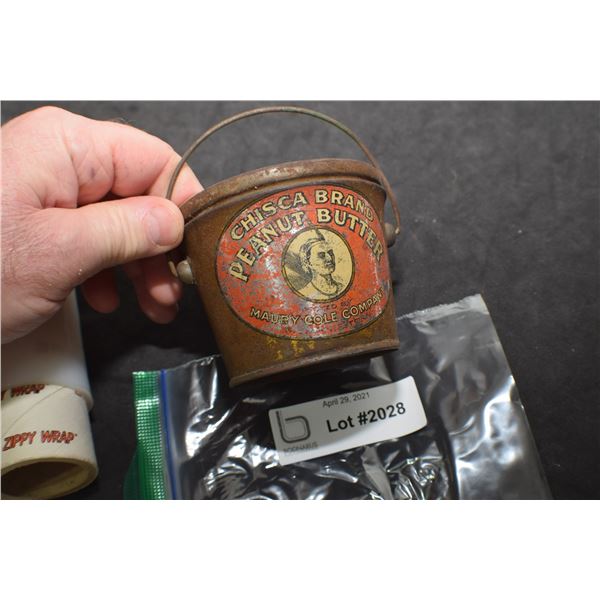 antique CHISCHA PEANUT BUTTER TIN WITH NATIVE INDIAN GRAPHICS