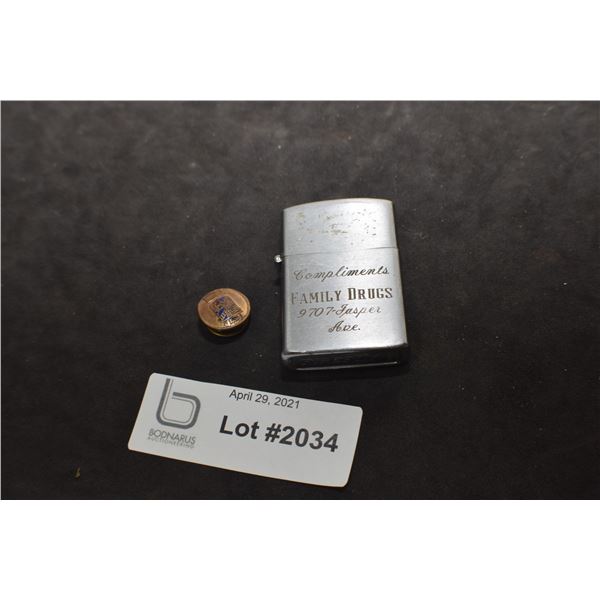 DEFOREST CROSLEY RADIO ANTIQUE PIN & LIGHTER