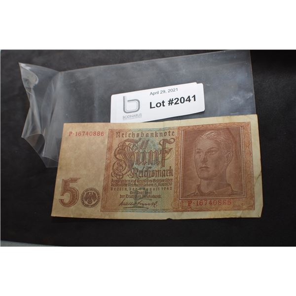 1942 WW2 REICHMARK TAKEN OFF A DEAD JERRY AS PER NOTE/ JERRY IS WHAT BRITS CALLED GERMAN SOLDIERS