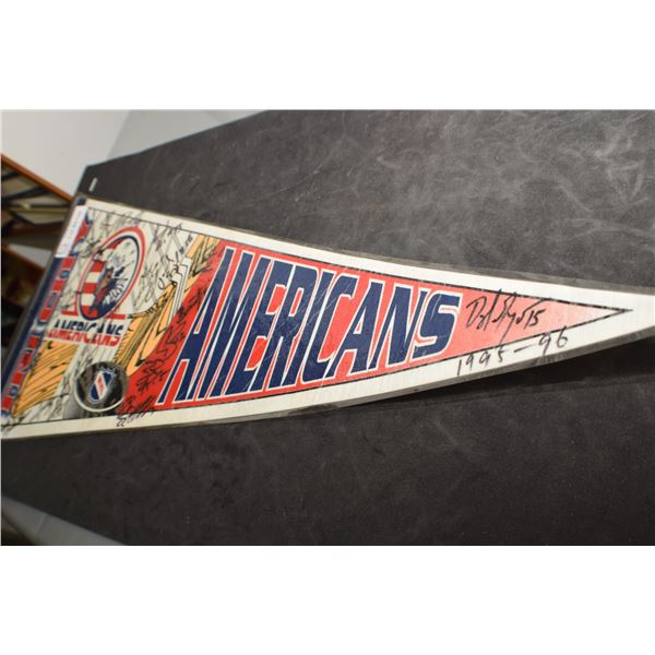 SPORTS PENNANT HOCKEY 1995 TRI-CITY AMERICANS   SIGNED