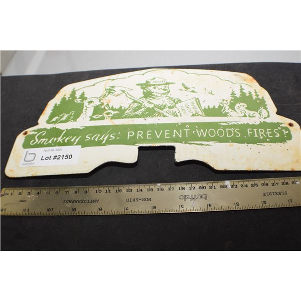 SMOKEY BEAR LICENSE PLATE TOPPER PORCELAIN SIGN