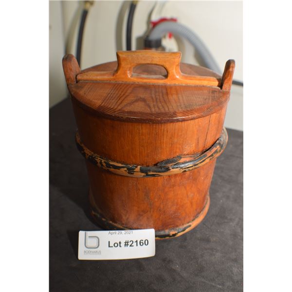 ANTIQUE FOLK ART BAND TINY PAIL AND LID