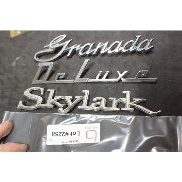 3 VINTAGE CAR EMBLEMS
