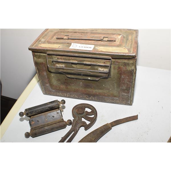 ANTIQUE U.S. AMMO BOX C/W TOOLS