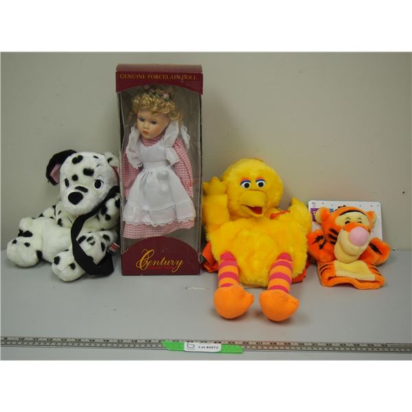 Genuine Porcelain Doll Plus Stuffed Animals