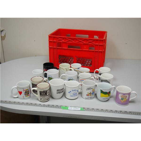 Plastic Bottle Crate Plus Misc Coffee Mugs