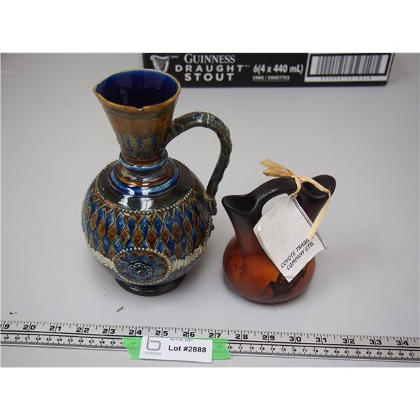 Wooden Vase plus Doulton Decorative Vase (Small Chip on Top)