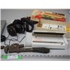 Image 3 : DVD Player, Headphones, Cords, Pipe Wrench, Small Meat Cleaver and Vacuum Sealer