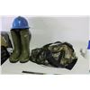 Image 1 : Camo Bag, Steel Toe Rubber Boots and Hard Hat