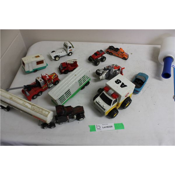 Large Lot of Toy Cars, Semis, Tonka Truck