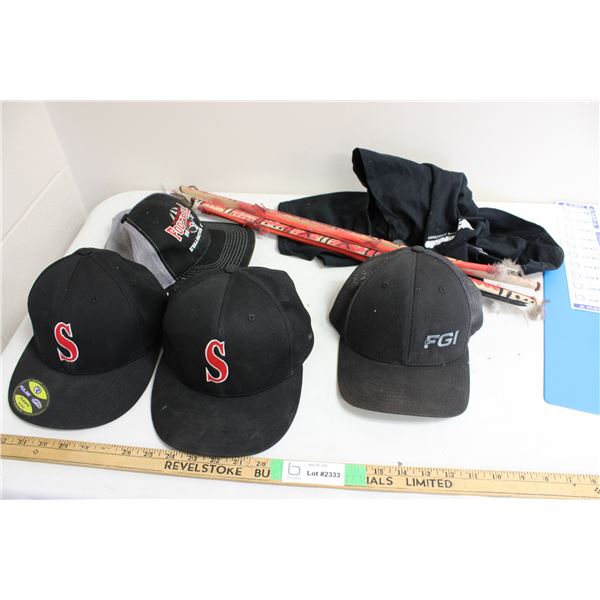 Lot of Hats, Shirt and Wooden Spears