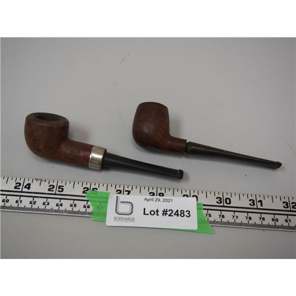 (2X THE MONEY) Vintage Tobacco Pipes Stamped Berks Imported + Wellington French Briar Nickel Plated