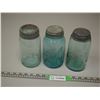 Image 1 : (3X THE MONEY) Vintage Blue Mason Jars (3)