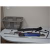 Image 1 : Plastic Tote with 24" Wire Cutter, Tire Wrenches, Pry Bar and Misc