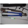 Image 2 : Plastic Tote with 24" Wire Cutter, Tire Wrenches, Pry Bar and Misc