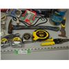 Image 2 : Plastic Tote With Screening, Hammer, Measuring Tapes, Hard Tools and Misc