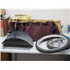 Image 1 : Log, Wood Holder, Storage Containers and Bike Wheels