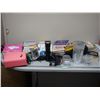 Image 1 : UV Lamp, Clear Glass Vase, Butter Dish, Misc Book and Misc