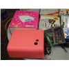 Image 2 : UV Lamp, Clear Glass Vase, Butter Dish, Misc Book and Misc