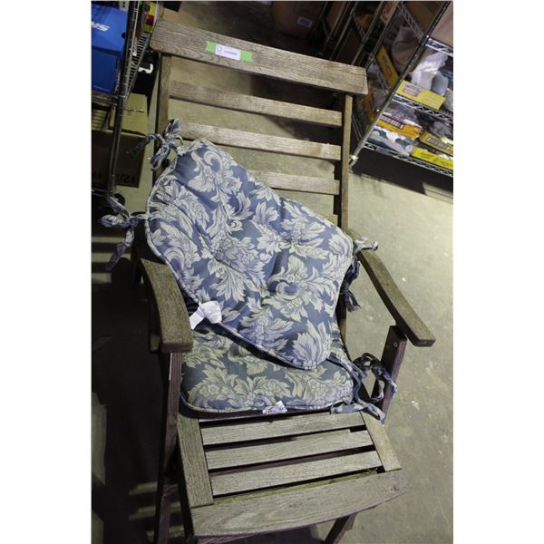 Wooden Reclining Lawn Chair with Cushions