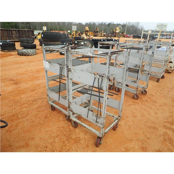(2) metal roll around parts cart