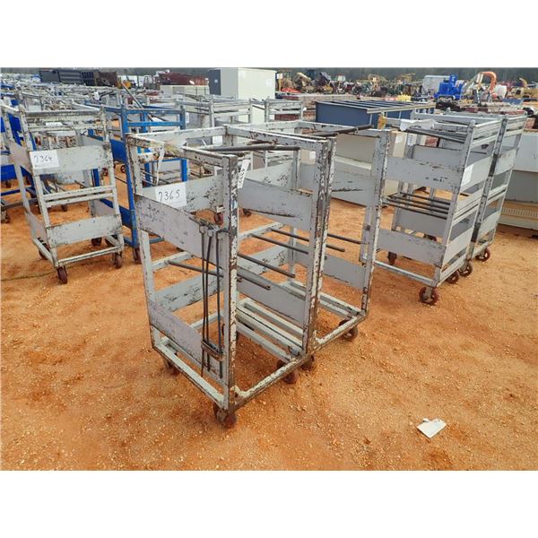 (2) metal roll around parts cart