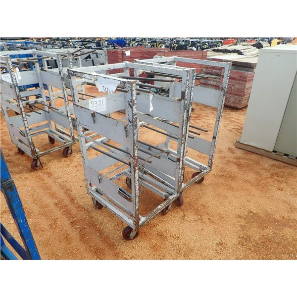 (2) metal roll around parts cart