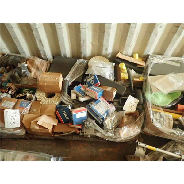 (1) pallet of misc bearing, arm rest, support bars