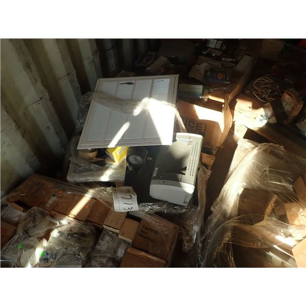 (1) pallet misc bearing, coffee pot, printer, office supply, belt pulley