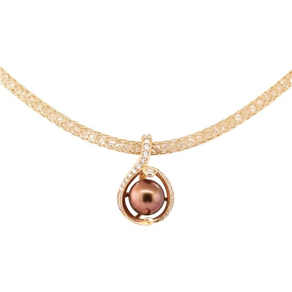 0.51 ctw Diamond and Pearl Pendant & Chain - 14KT Rose Gold