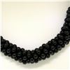 Image 2 : 14k Gold Long Multi Strand Black Onyx Necklace w/ Freshwater Pearl & Coral Bead