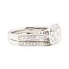 Image 1 : 1.43 ctw Diamond Ring & Wedding Band - 14KT White Gold