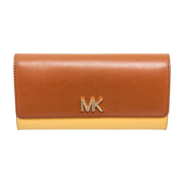Michael Kors Brown  Yellow Montgomery Flap Wallet
