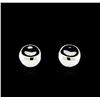 Image 1 : Glossy and Satin Round Post Earrings - Rhodium Plated
