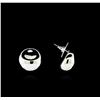 Image 2 : Glossy and Satin Round Post Earrings - Rhodium Plated